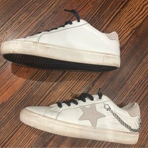 Vintage Havana Black Lace White Low Top Sneaker With Chain Star Sz 8